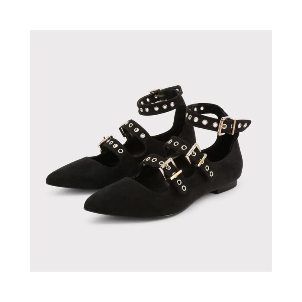 Made in Italia Adjustable Buckle Flat Shoes with Synthetic Suede Upper
